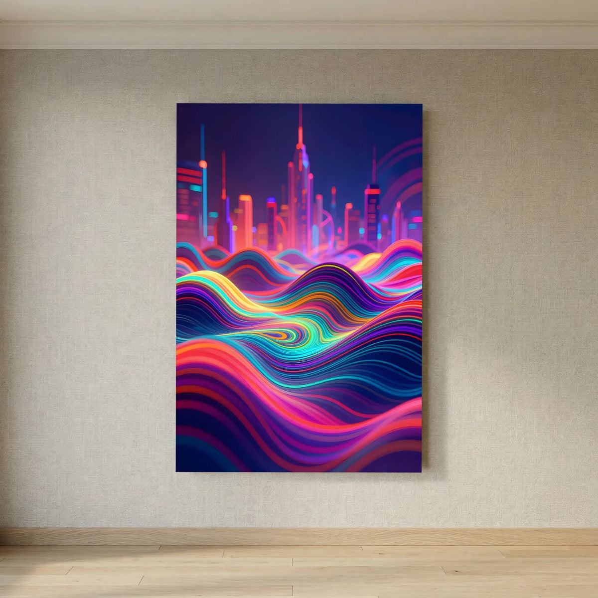 Neon City Vibes Canvas Wall Art