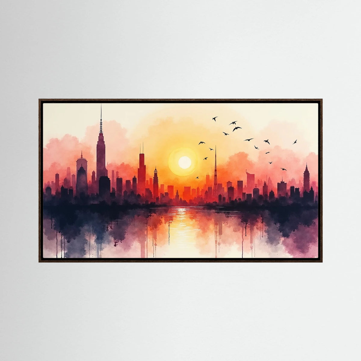 Minimalist Cityscape At Sunset 