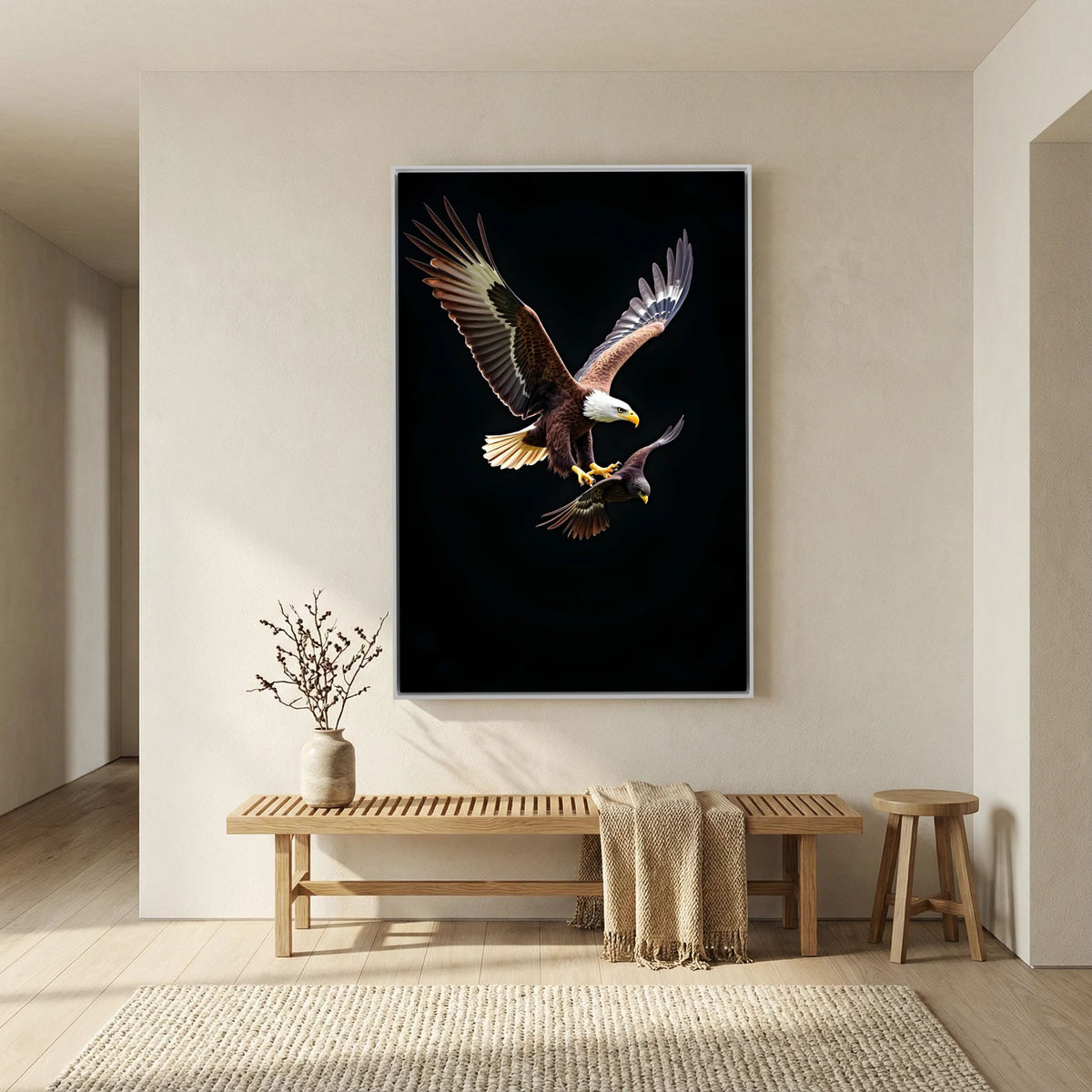 Eagle In Pursuit Minimalist Wall Canvas
