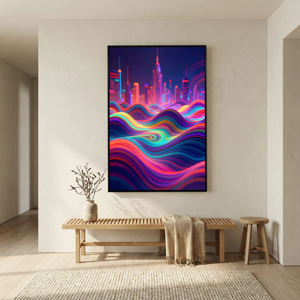 Neon City Vibes Canvas Wall Art