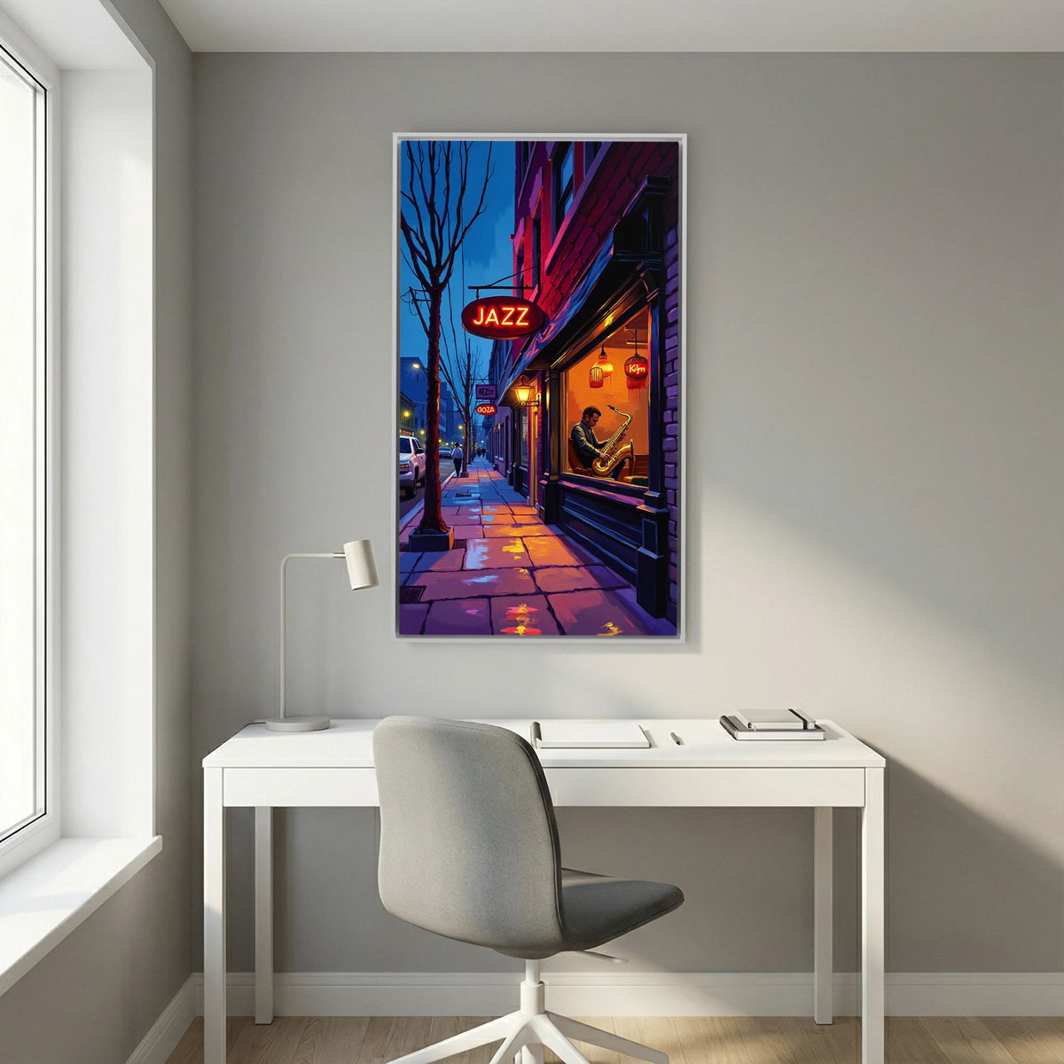 Jazz Bar Street Scene Canvas Wall Art