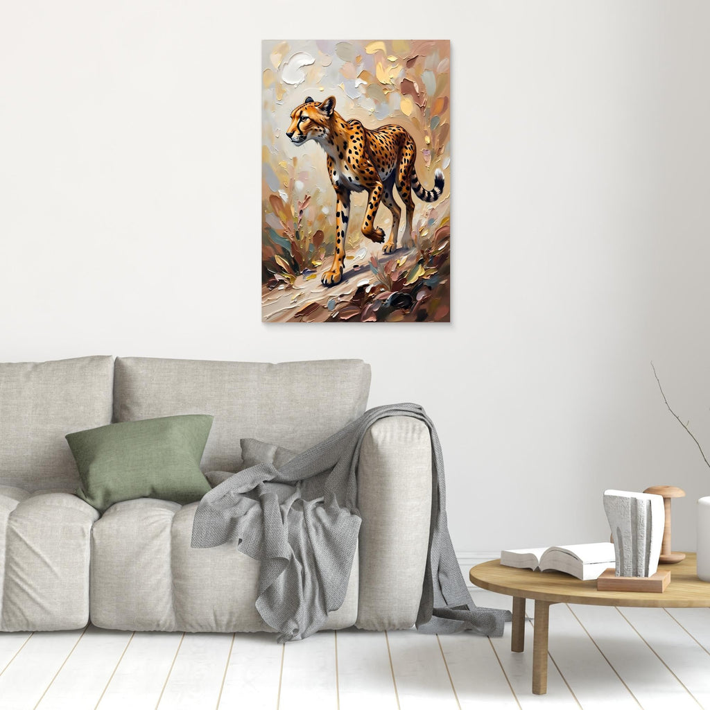Muted Oil Style Cheetah Safari Cat Minimalist Wall Canvas
