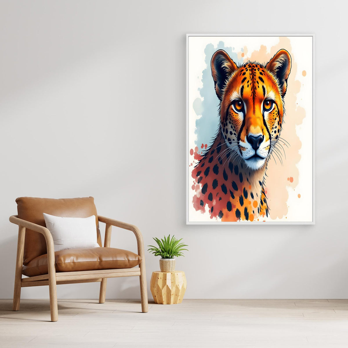 Abstract Cheetah Minimalist Ink Style Canvas