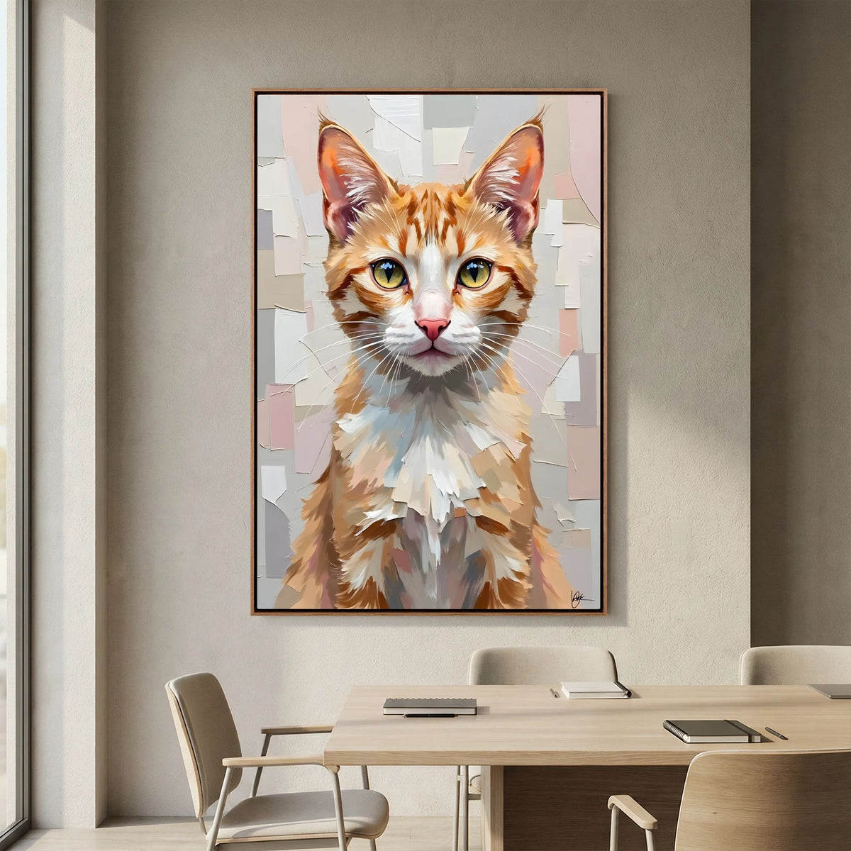 Cute Kitten Abstract Oil Style Minimalist Canvas Kids Room