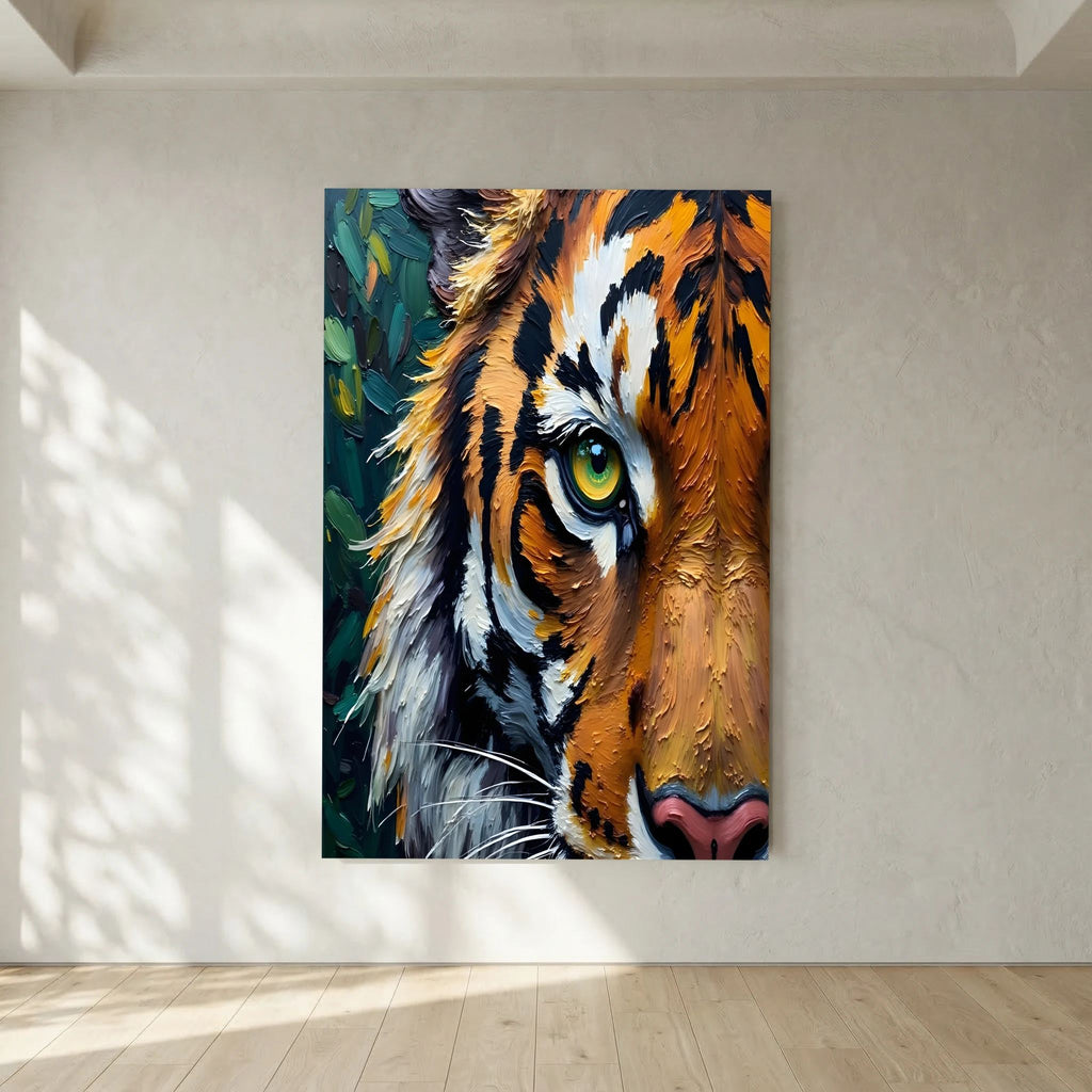 Bold Tiger Abstract Oil Style Canvas Wall Art
