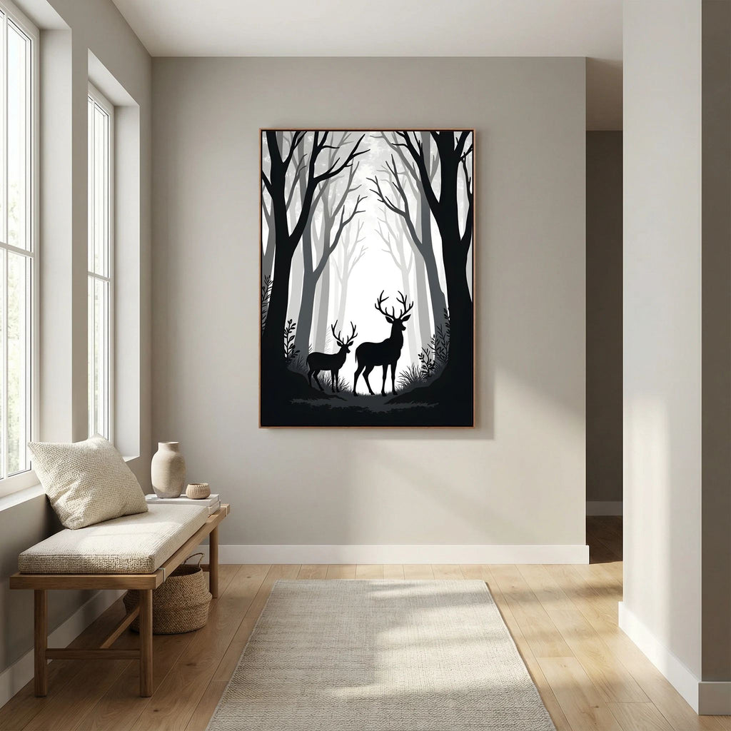 Black & White Forest Deer