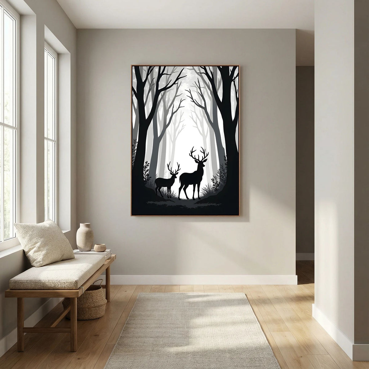 Black & White Forest Deer