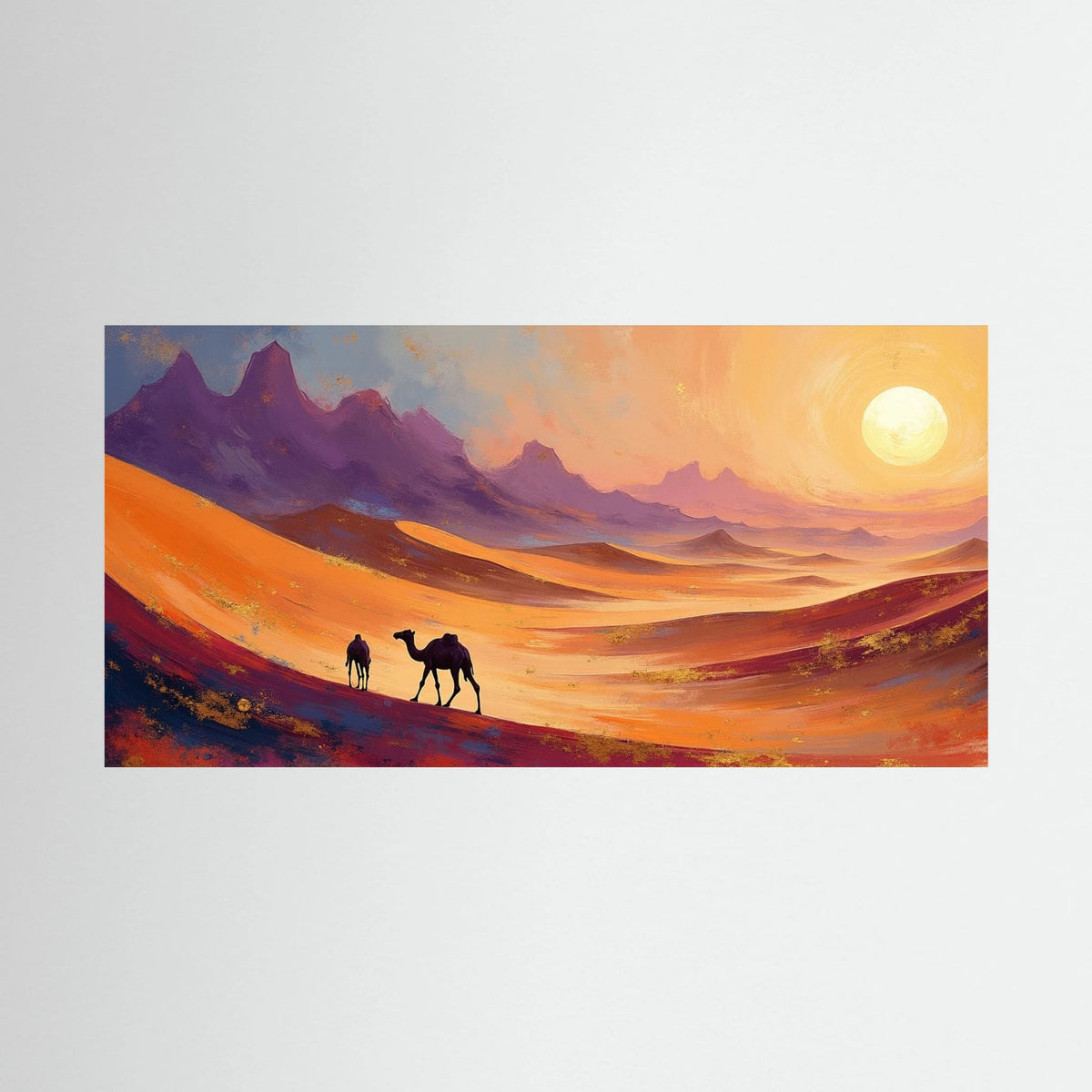 Camels In The Dessert Abstract Wall Canvas Ready To Hang