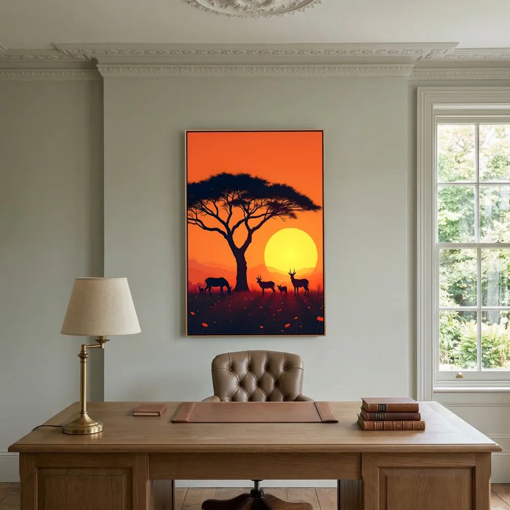 Sunset Abstract Of African Planes Wall Canvas