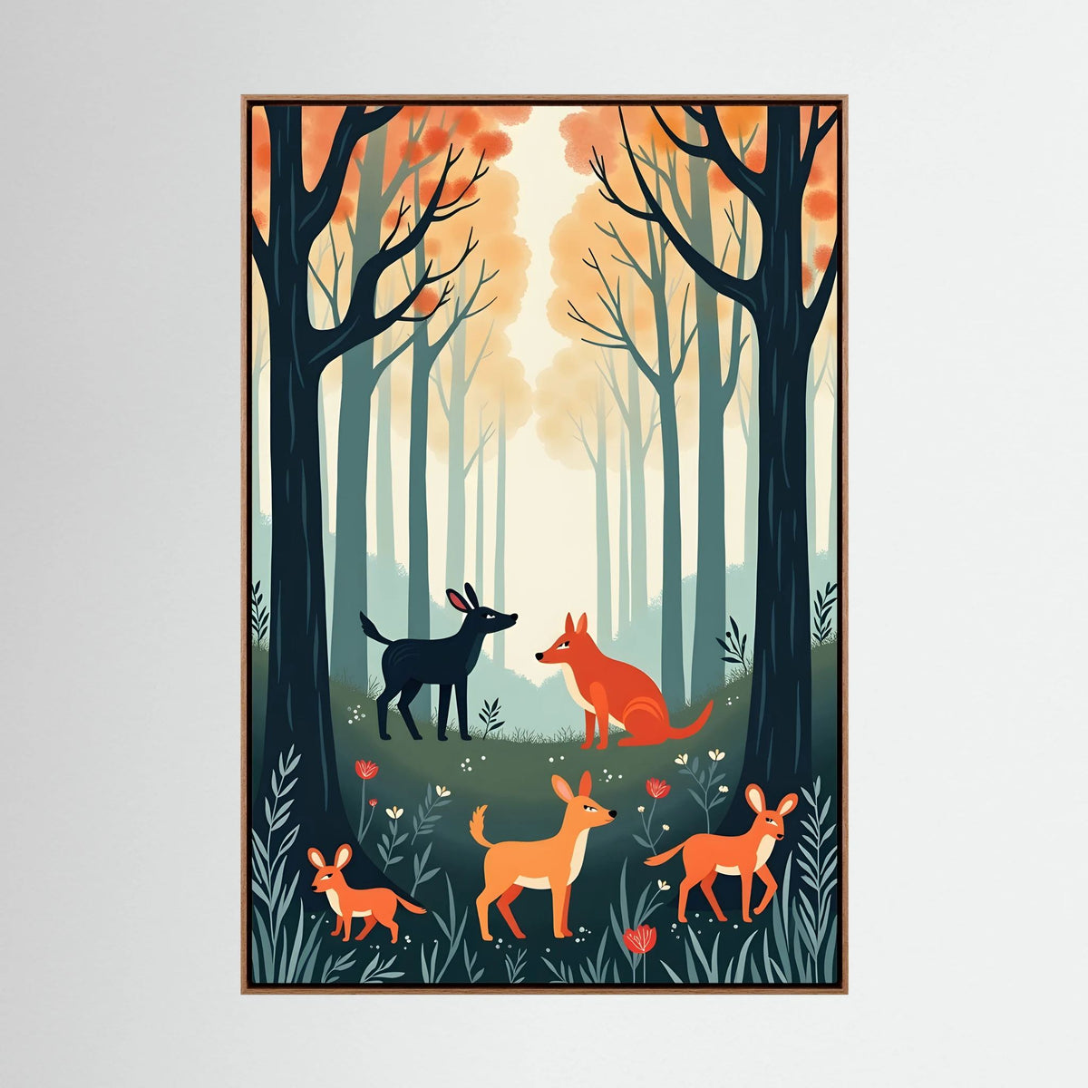 Abstract Forest Animals Forest Scene