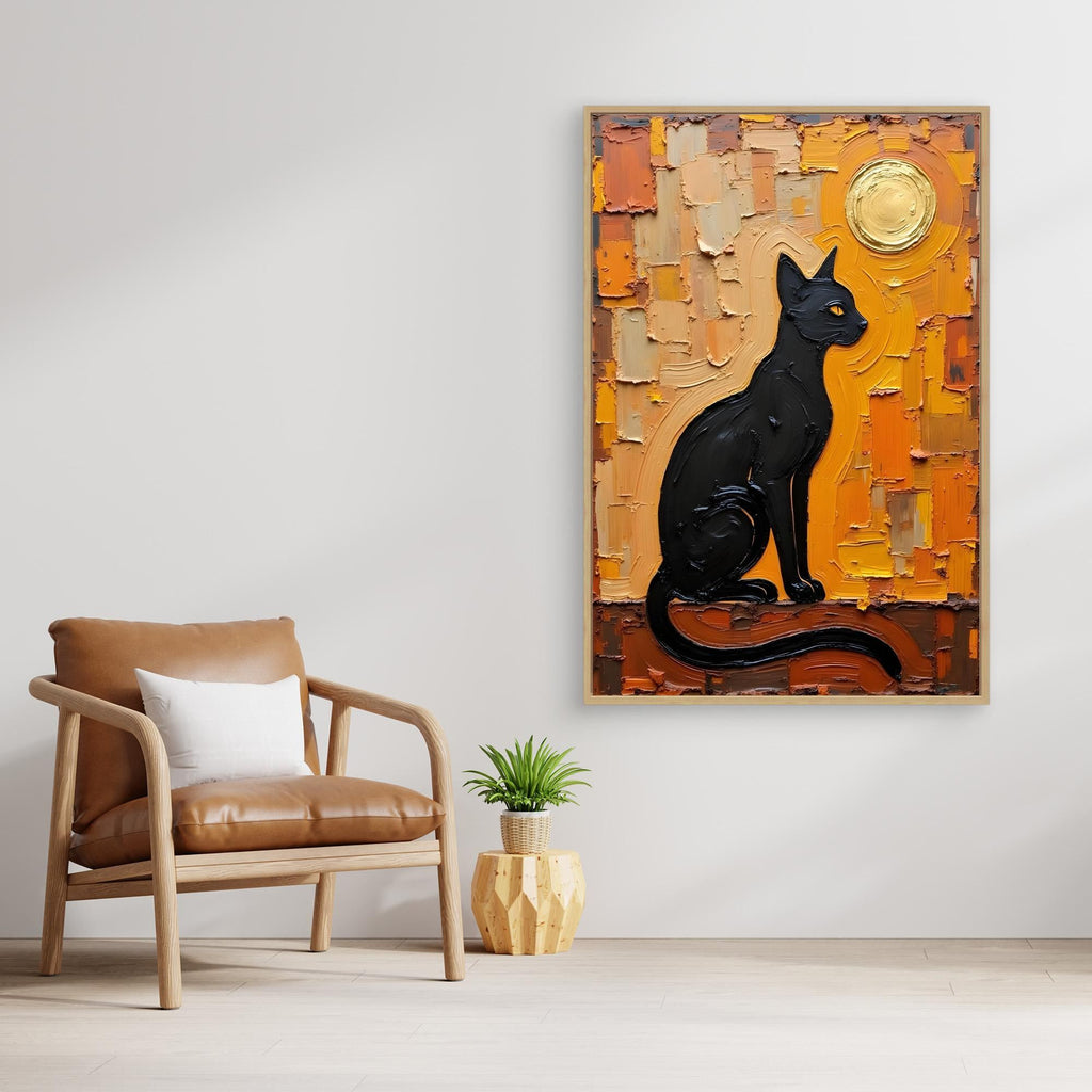 Domestic Cat Abstract Oil Style Canvas Minimalist Wall Decor