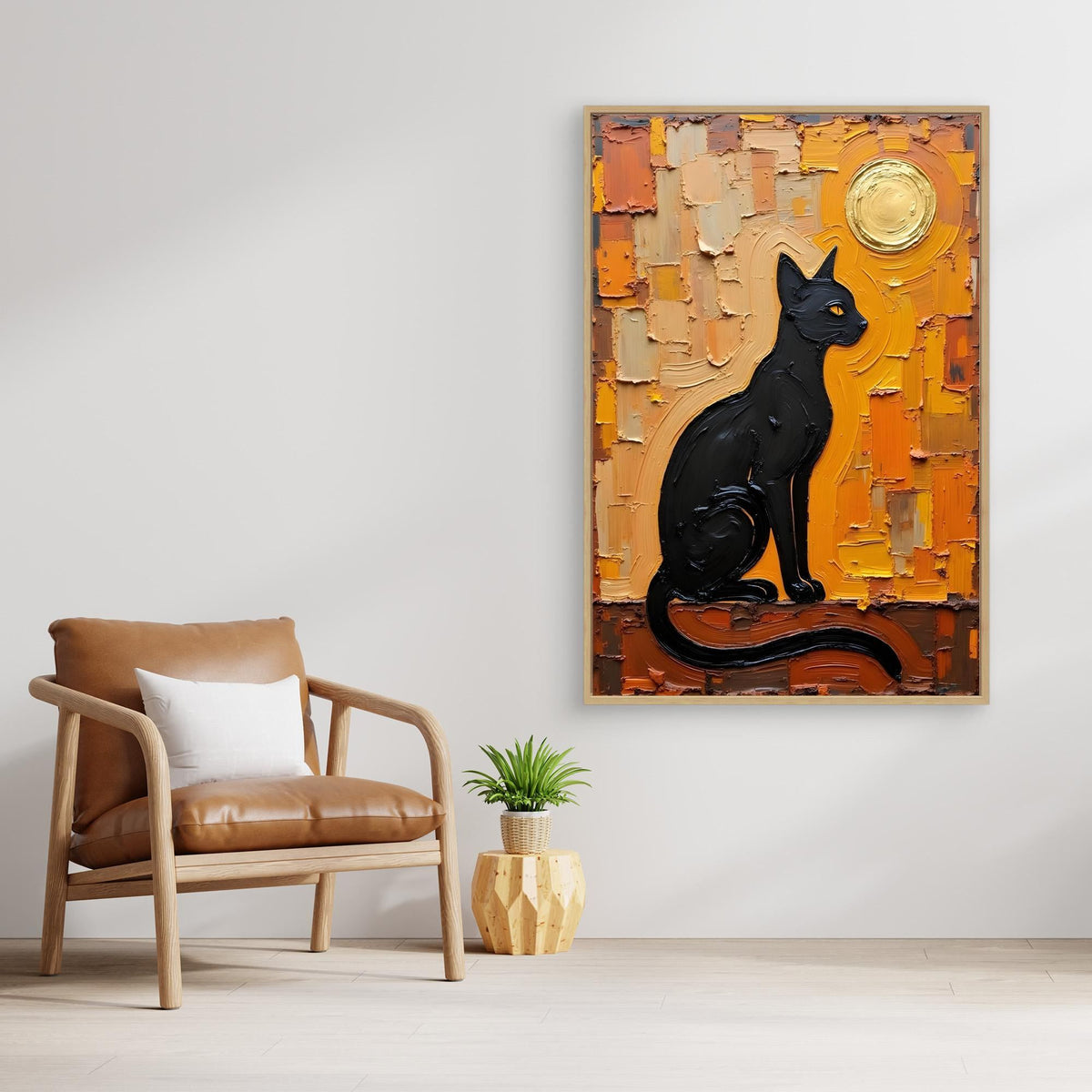 Domestic Cat Abstract Oil Style Canvas Minimalist Wall Decor
