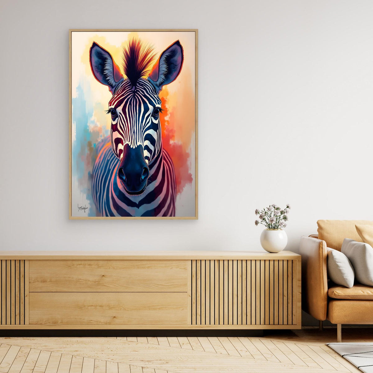 Warm Safari Zebra Colourful Minimalist Canvas