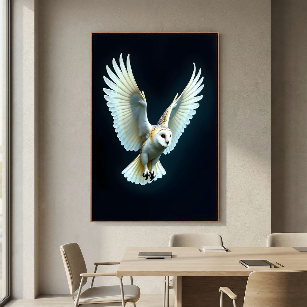 Exquisite  Barn Owl In Flight Print Minimalist Wall Canvas
