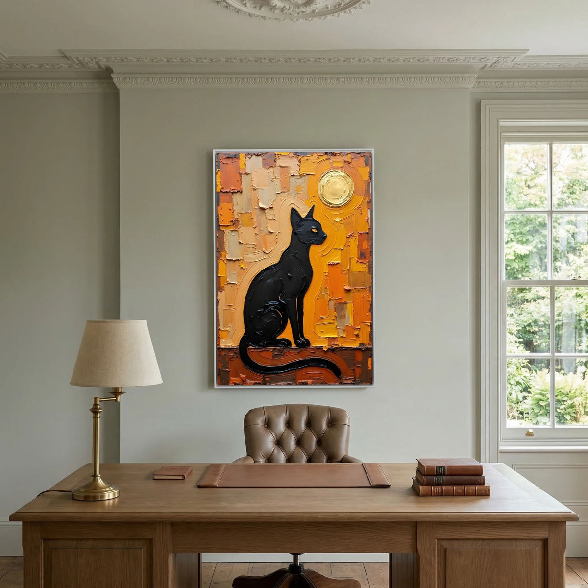Domestic Cat Abstract Oil Style Canvas Minimalist Wall Decor