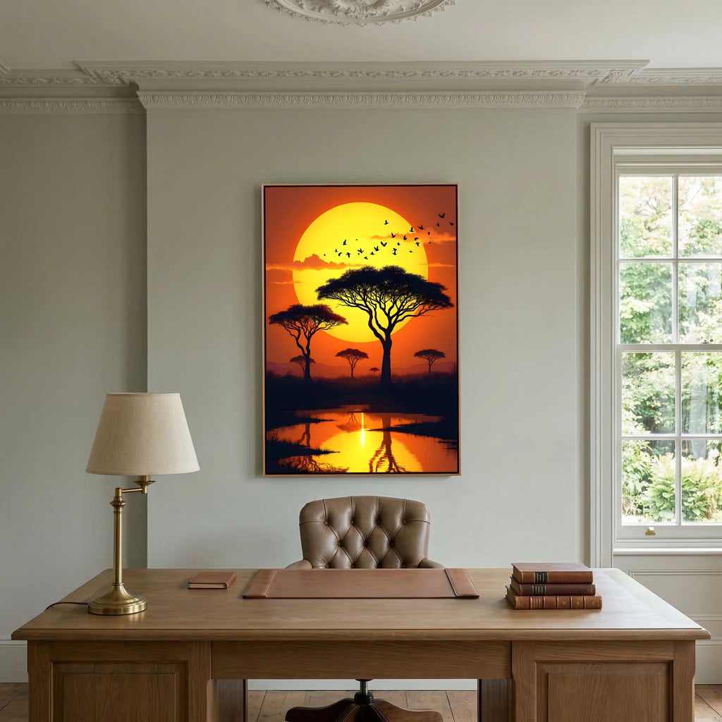 Sunset On The African Planes Acacia Trees Canvas Print