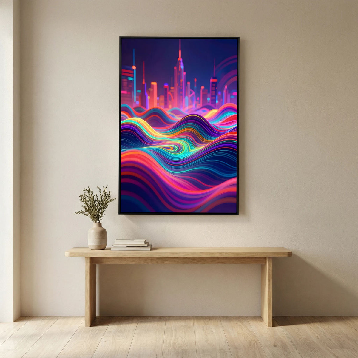 Neon City Vibes Canvas Wall Art