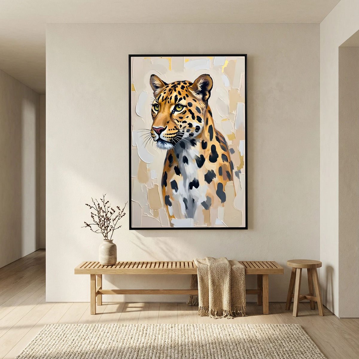 Leopard Oil Style Abstract Minimalist Wall Decor Muted Colours