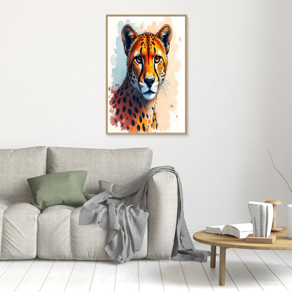 Abstract Cheetah Minimalist Ink Style Canvas
