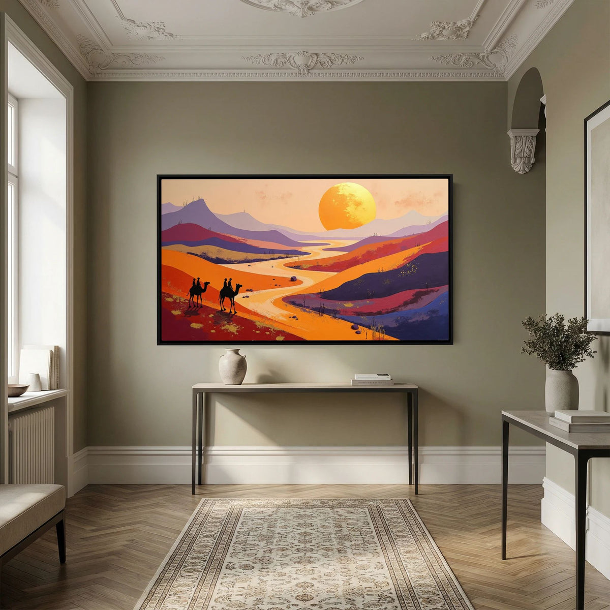 Camel Duo In The Desert Sands Abstract Wall Canvas