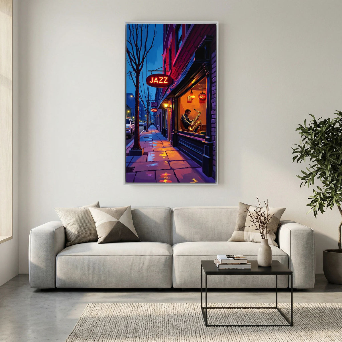 Jazz Bar Street Scene Canvas Wall Art