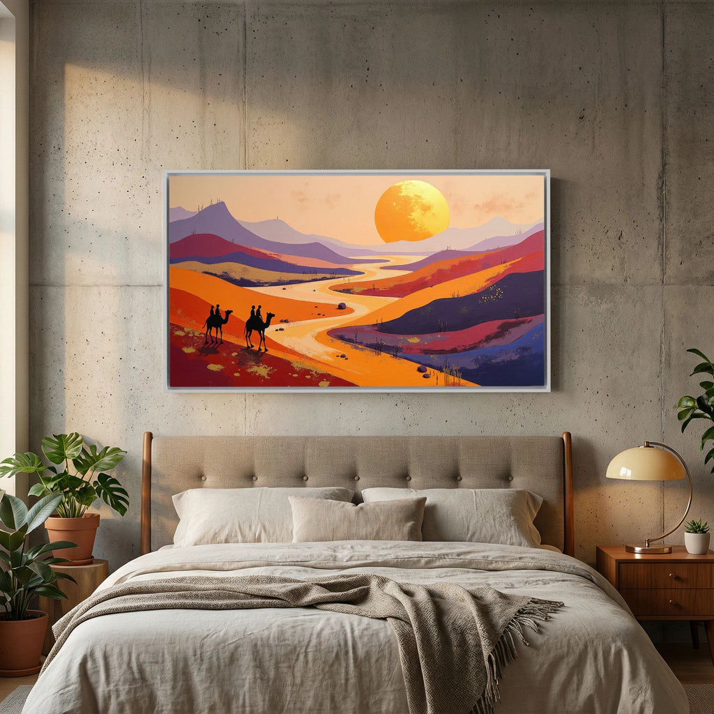 Camel Duo In The Desert Sands Abstract Wall Canvas