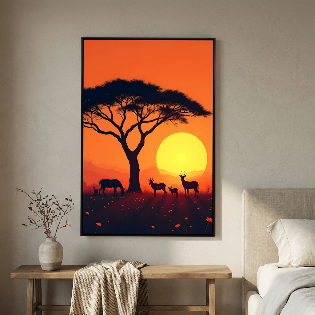 Sunset Abstract Of African Planes Wall Canvas