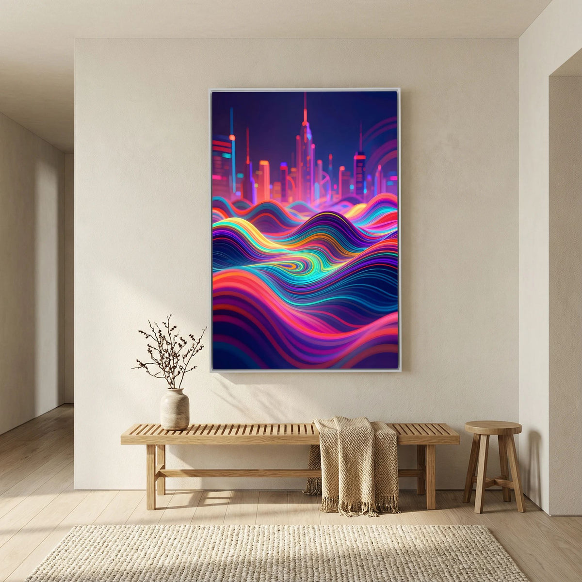 Neon City Vibes Canvas Wall Art