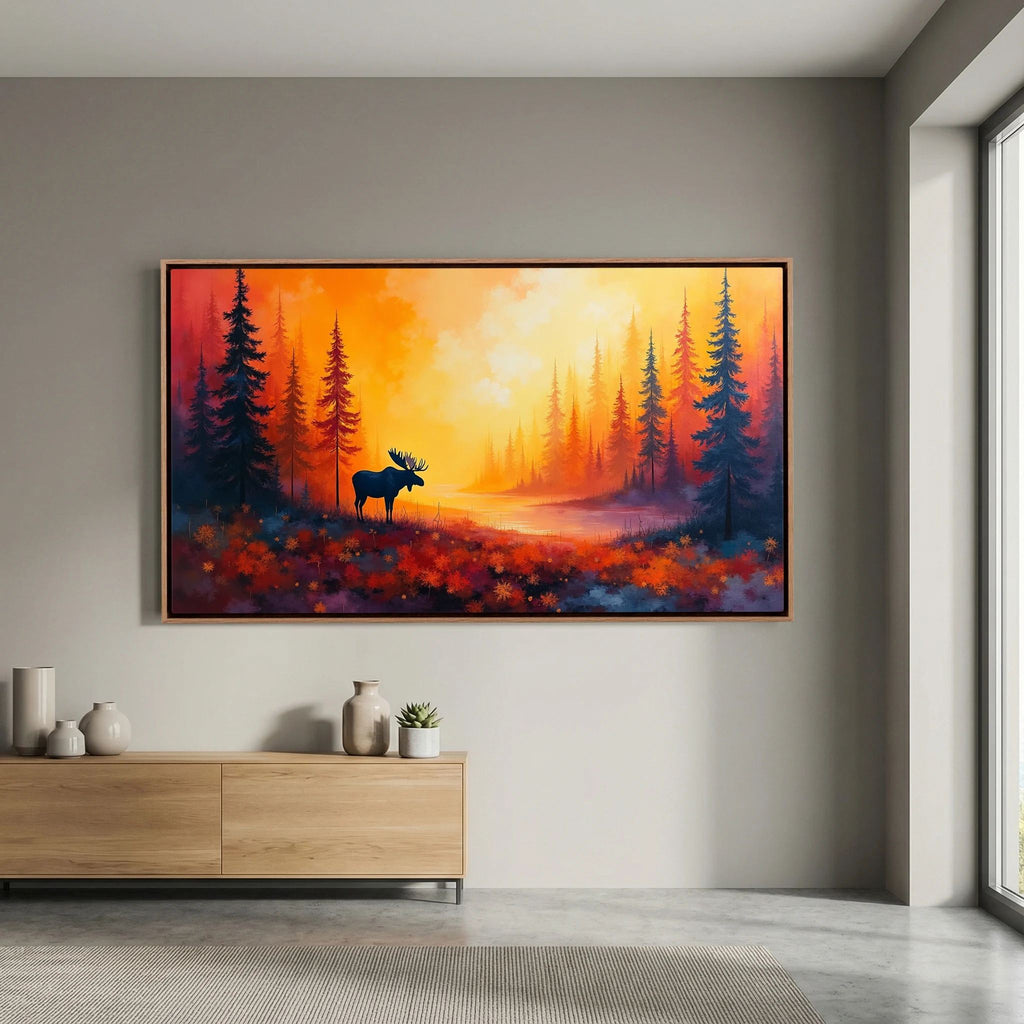 Moose At Sun Down In The Wilderness Wall Canvas