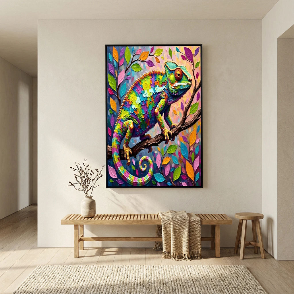 Vibrant Multi-colour Chameleon Bold Abstract Oli Style Wall Canvas