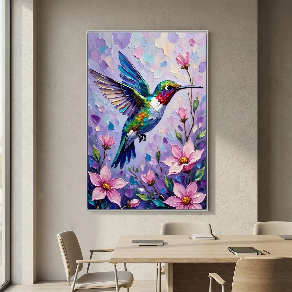 Humming Bird Abstract Wall Art Oil Style Canvas