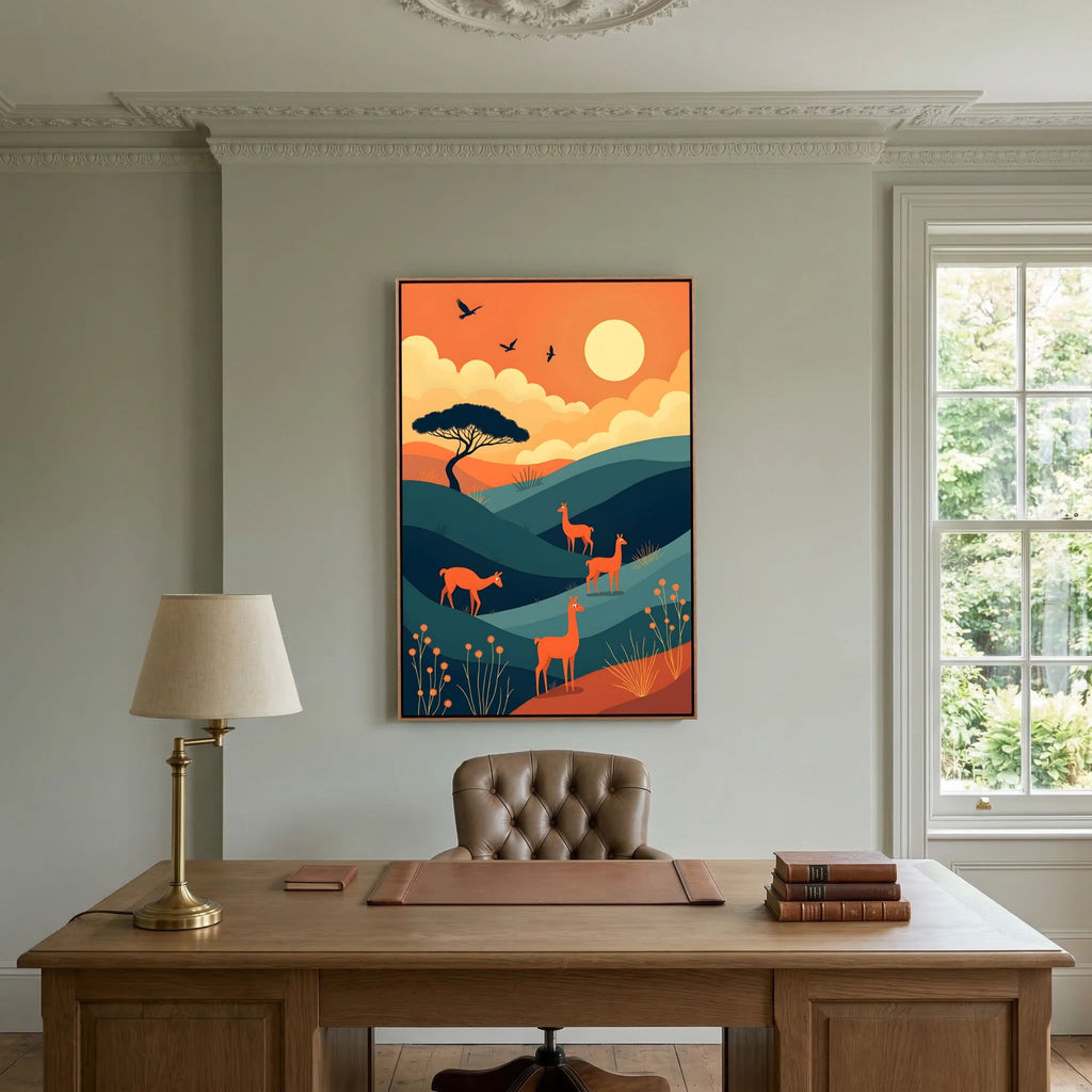 Alpaca At Sunset Abstract Wall Canvas
