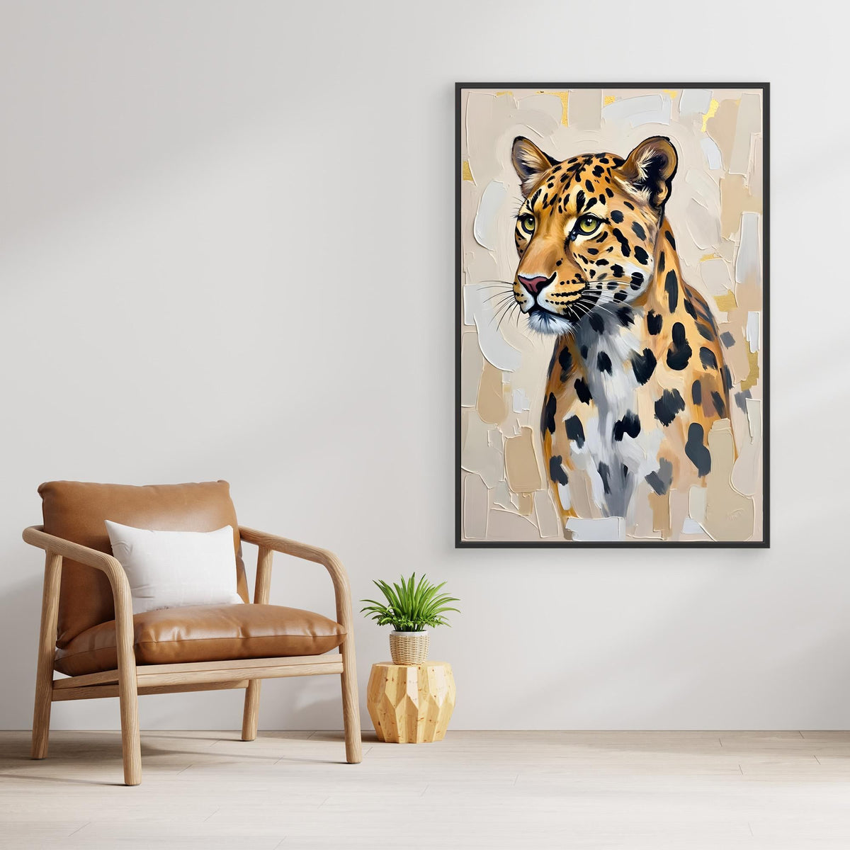 Leopard Oil Style Abstract Minimalist Wall Decor Muted Colours