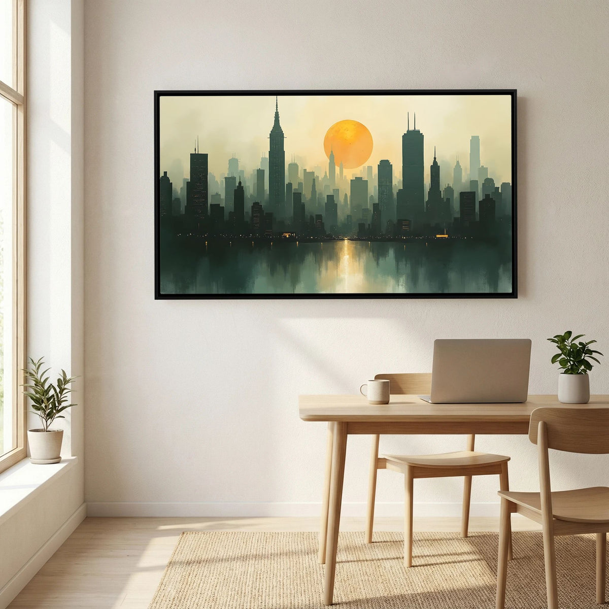 Minimalist Cityscape At Sunset 