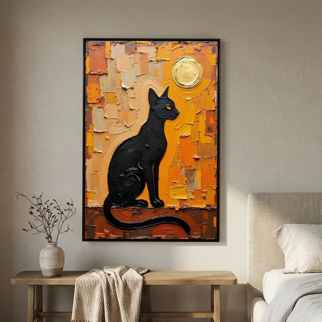 Domestic Cat Abstract Oil Style Canvas Minimalist Wall Decor