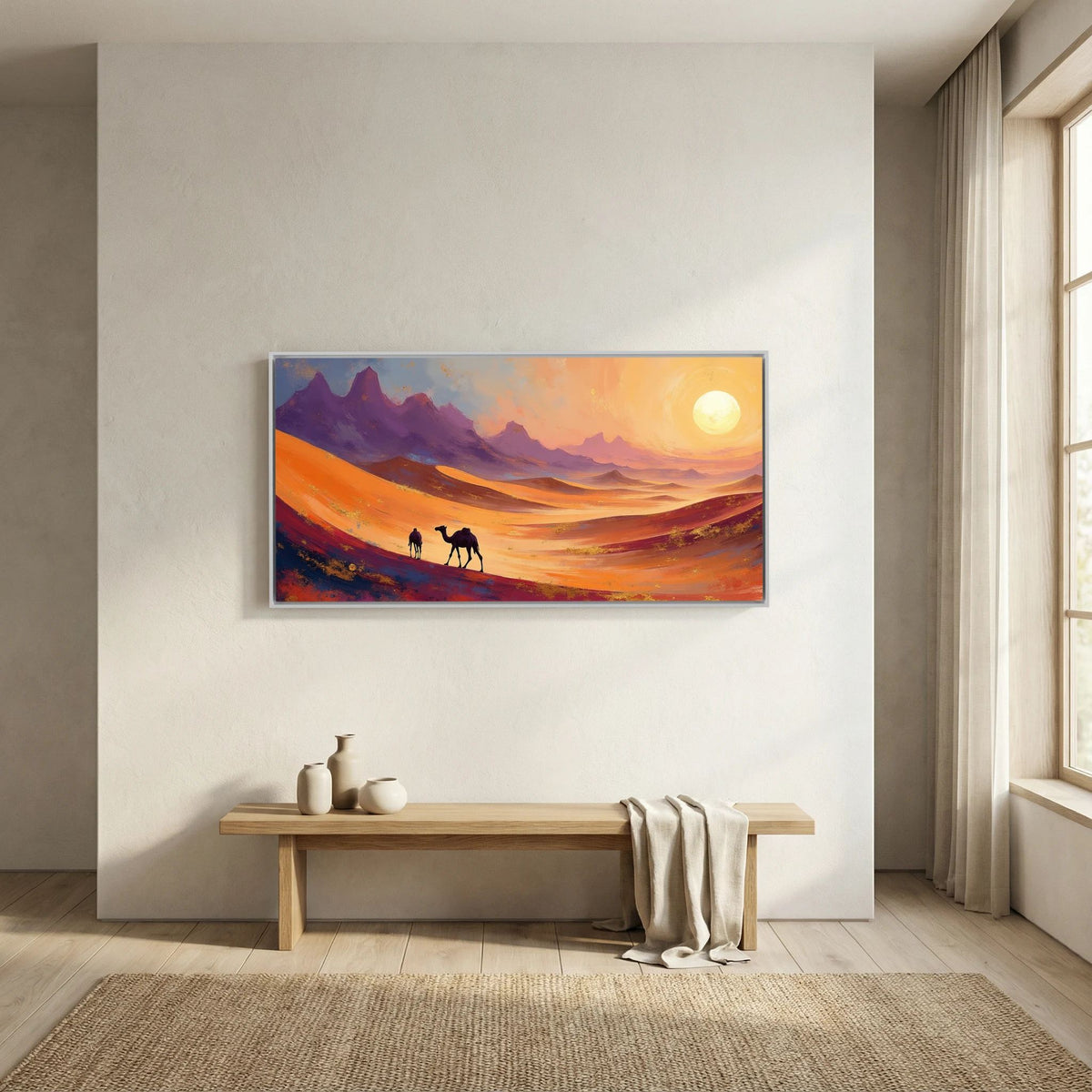 Camels In The Dessert Abstract Wall Canvas Ready To Hang