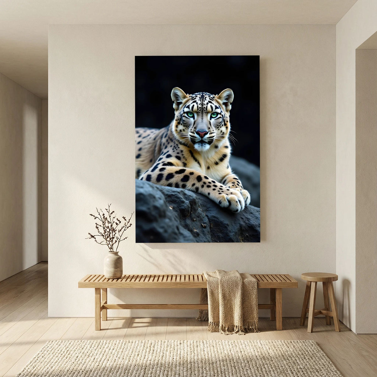 Snow Leopard Minimalist Big Cat Canvas