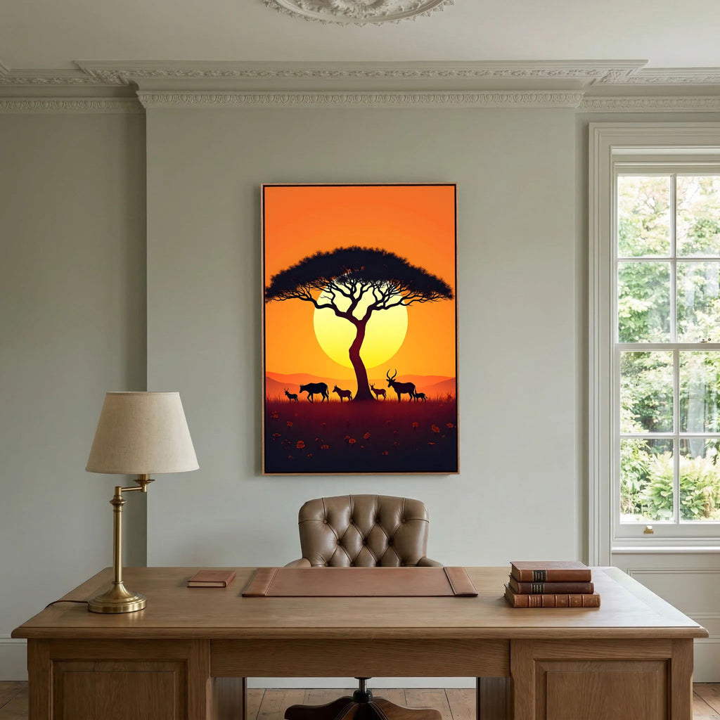 African Planes At Dusk Wall Canvas
