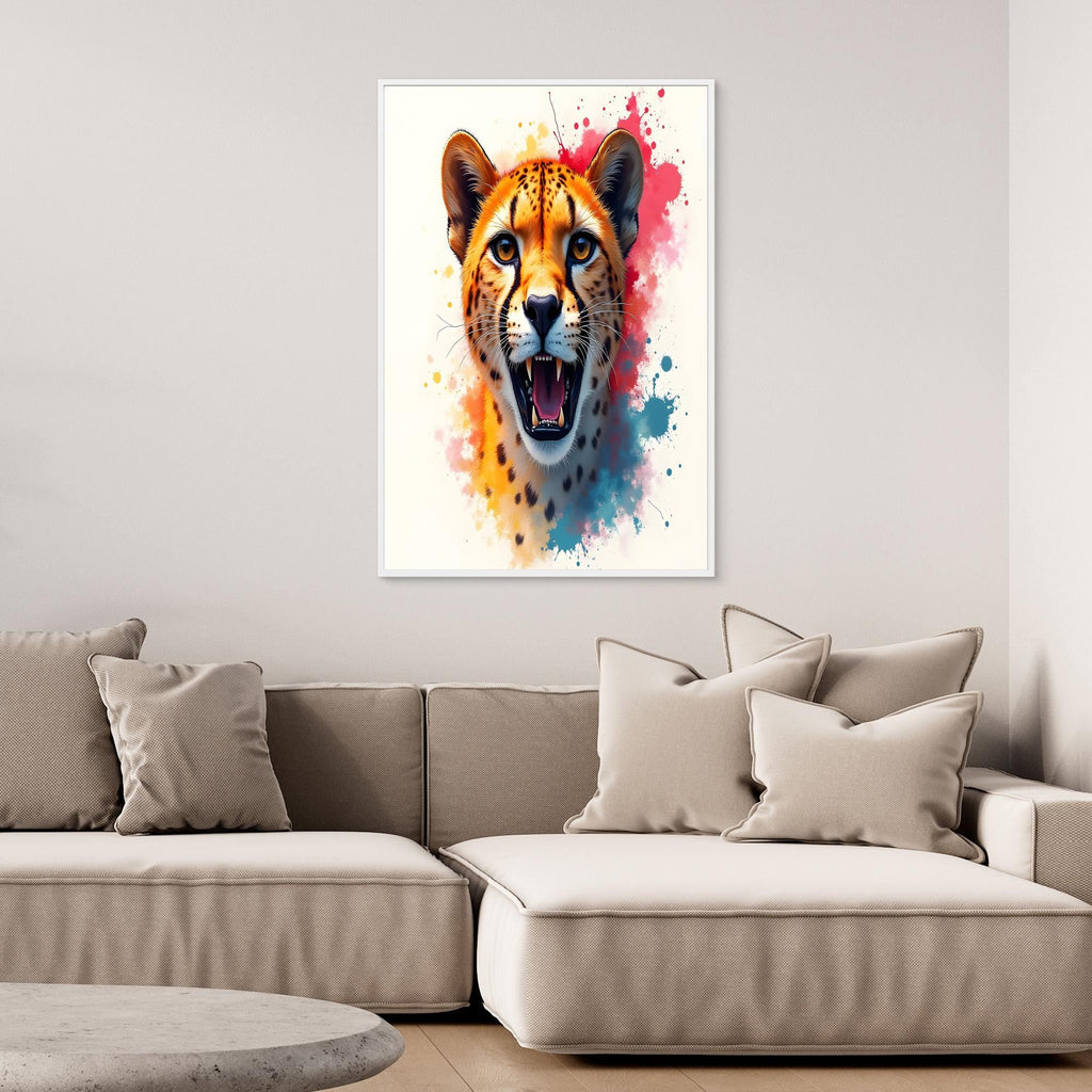 Abstract Cheetah Minimalist Ink Style Canvas