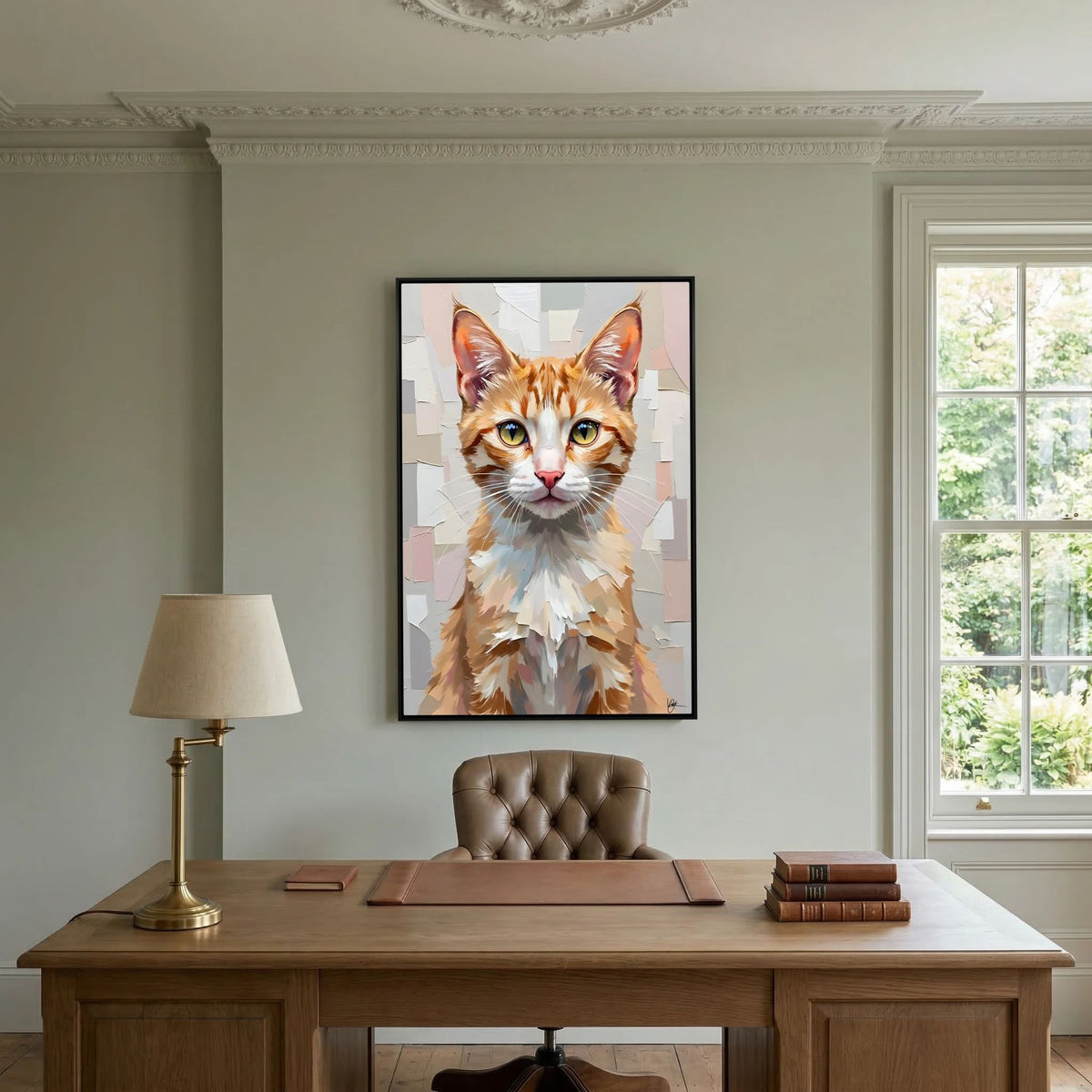 Cute Kitten Abstract Oil Style Minimalist Canvas Kids Room