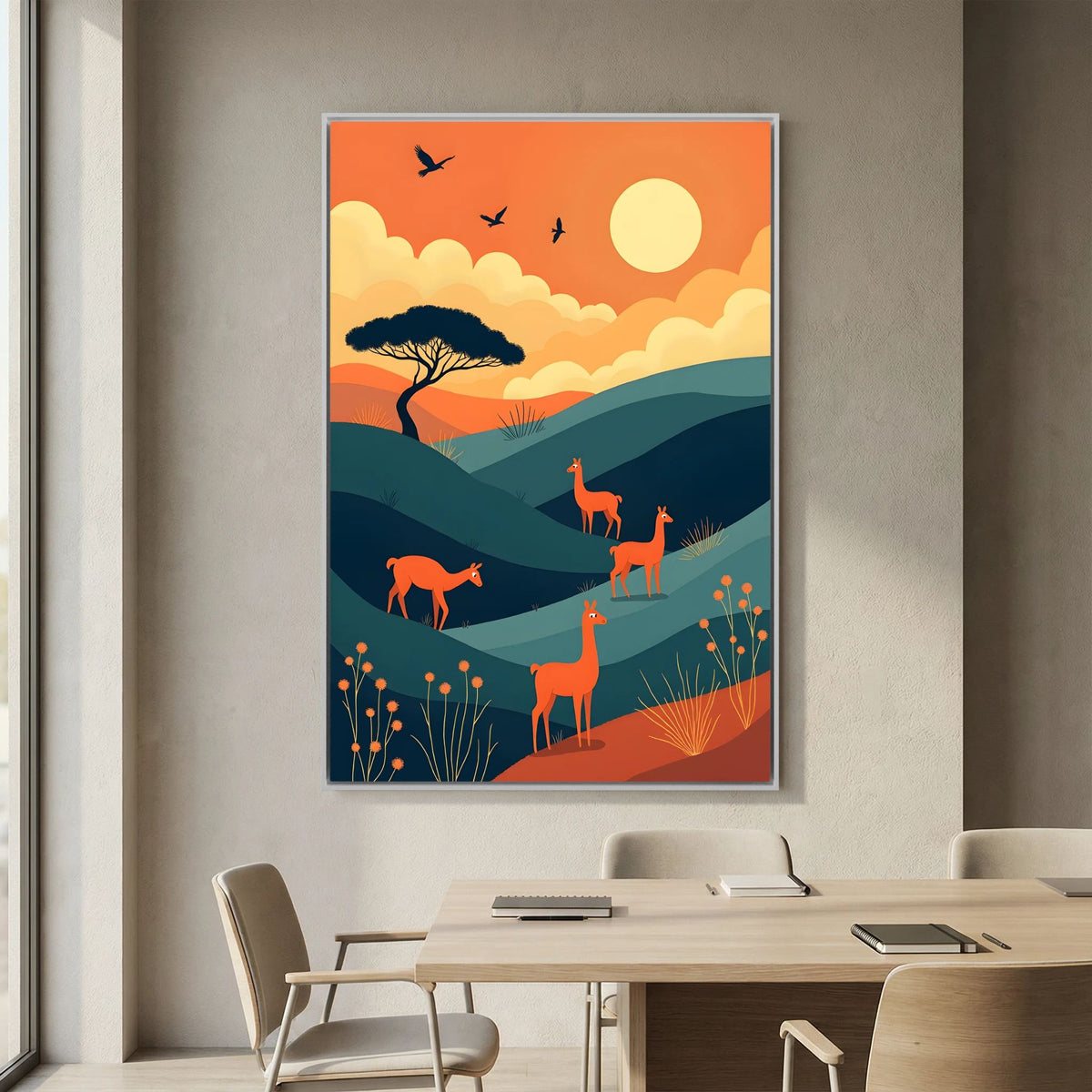 Alpaca At Sunset Abstract Wall Canvas