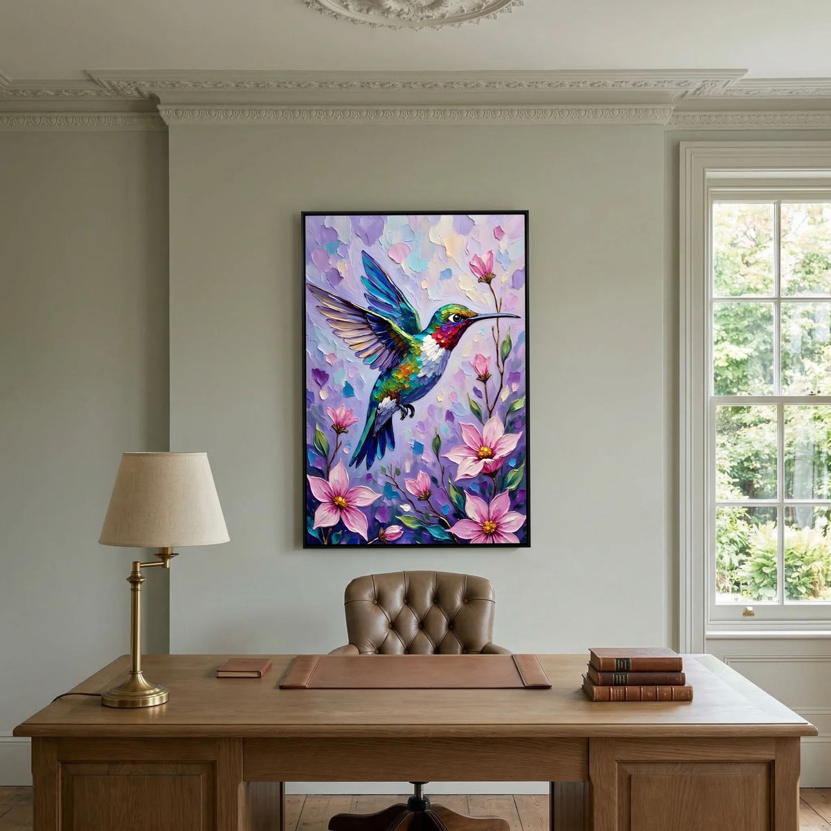 Humming Bird Abstract Wall Art Oil Style Canvas
