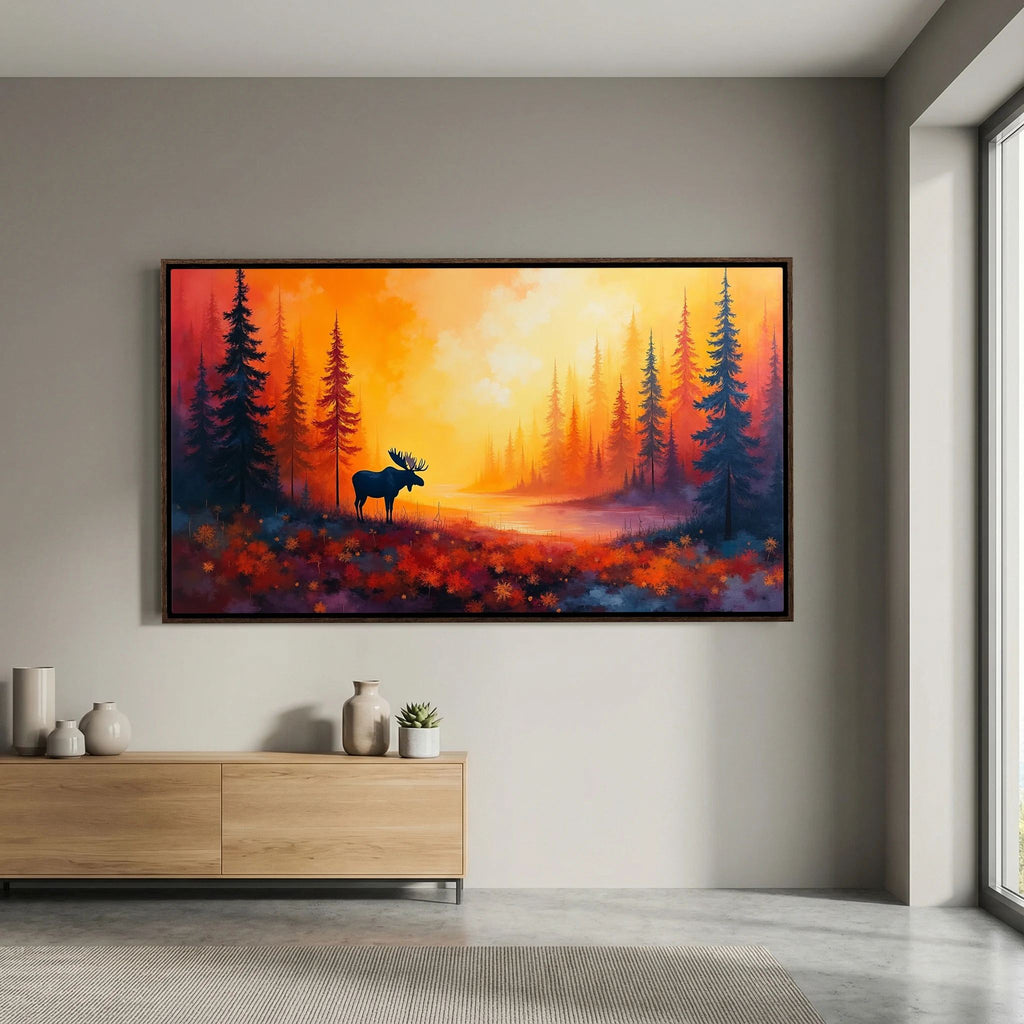 Moose At Sun Down In The Wilderness Wall Canvas
