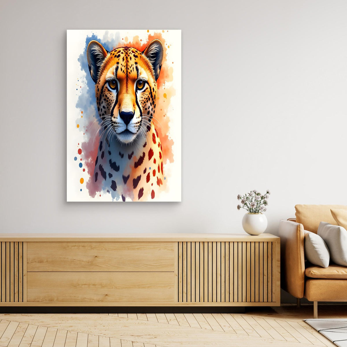 Abstract Cheetah Minimalist Ink Style 