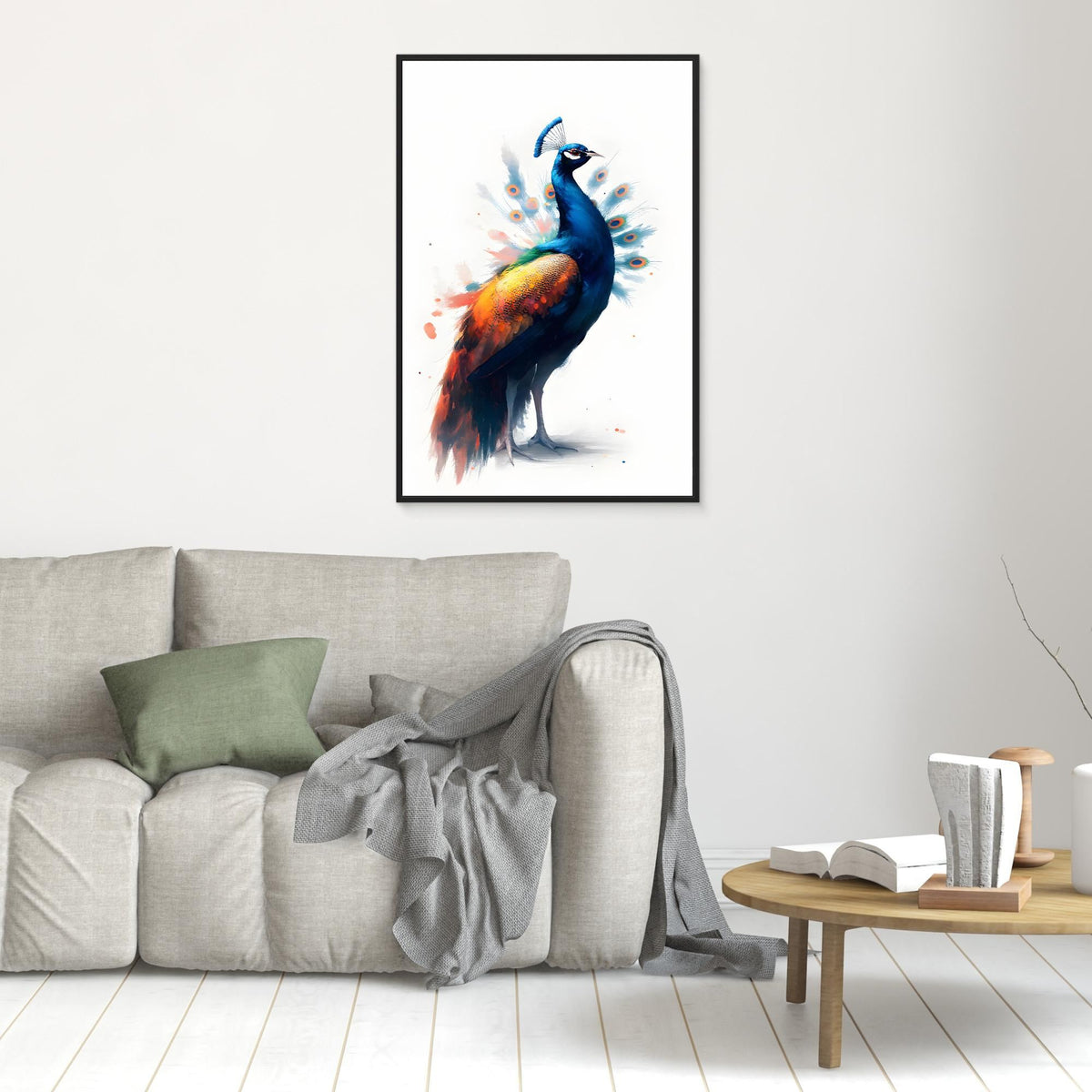Abstract Peacock Canvas Wall Art Print Modern Oil Style Minimalist