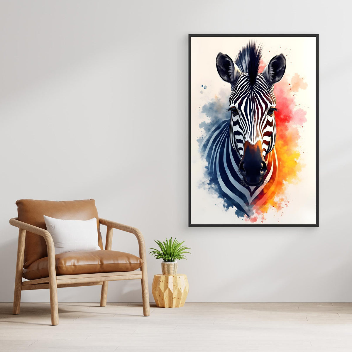 Safari Zebra Ink Style Minimalist Wall Decor