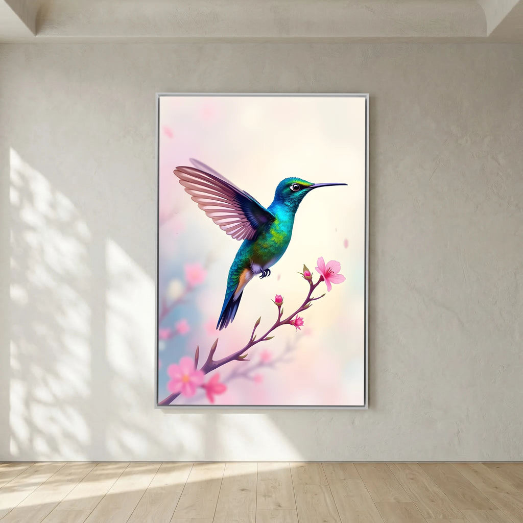 Vibrant Humming Bird Minimalist Canvas Wall Art
