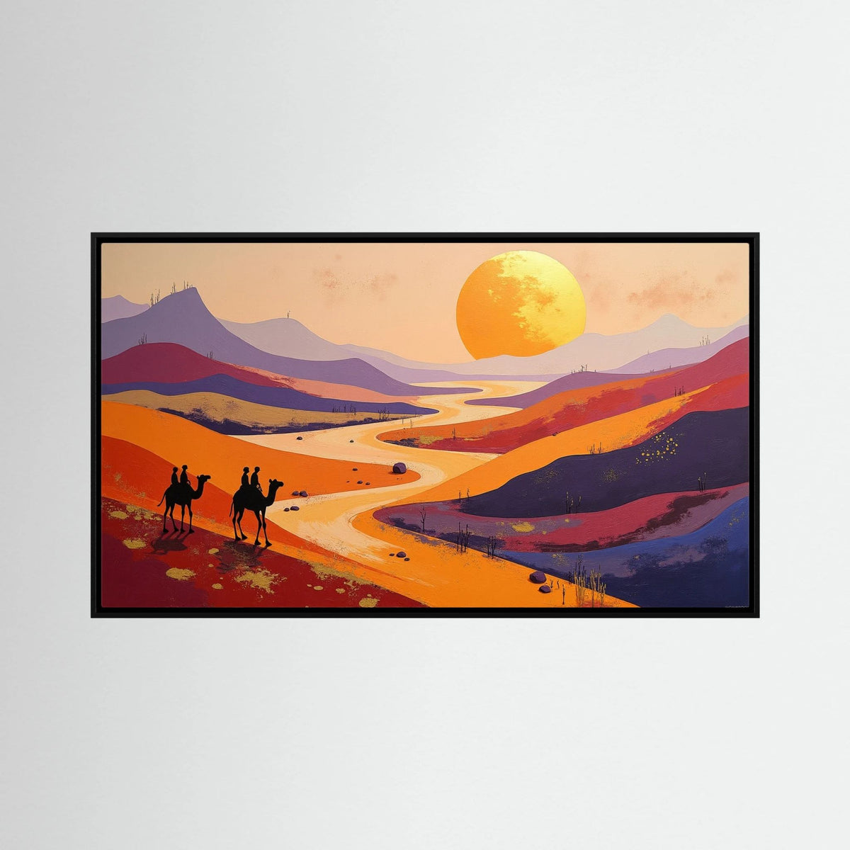 Camel Duo In The Desert Sands Abstract Wall Canvas