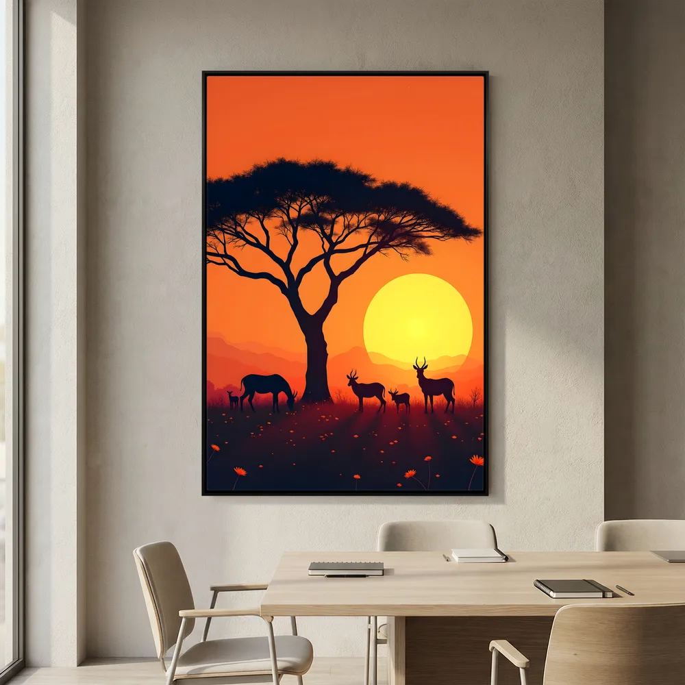 Sunset Abstract Of African Planes Wall Canvas