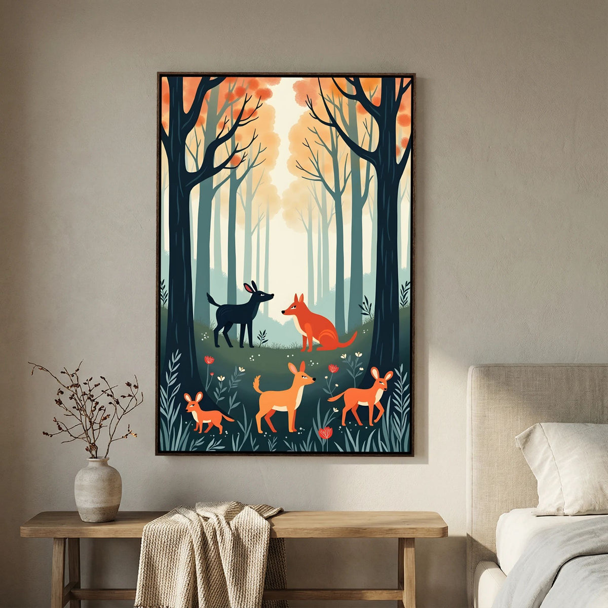 Abstract Forest Animals Forest Scene